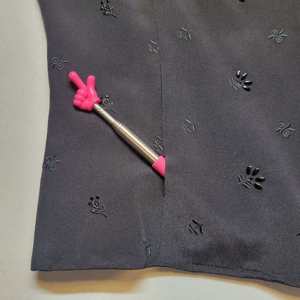 Preston & York Silk Black Embellished Women's Blazer Zipper Jacket - Picture 8 of 12